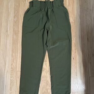 Olive Green High-Waisted Pants